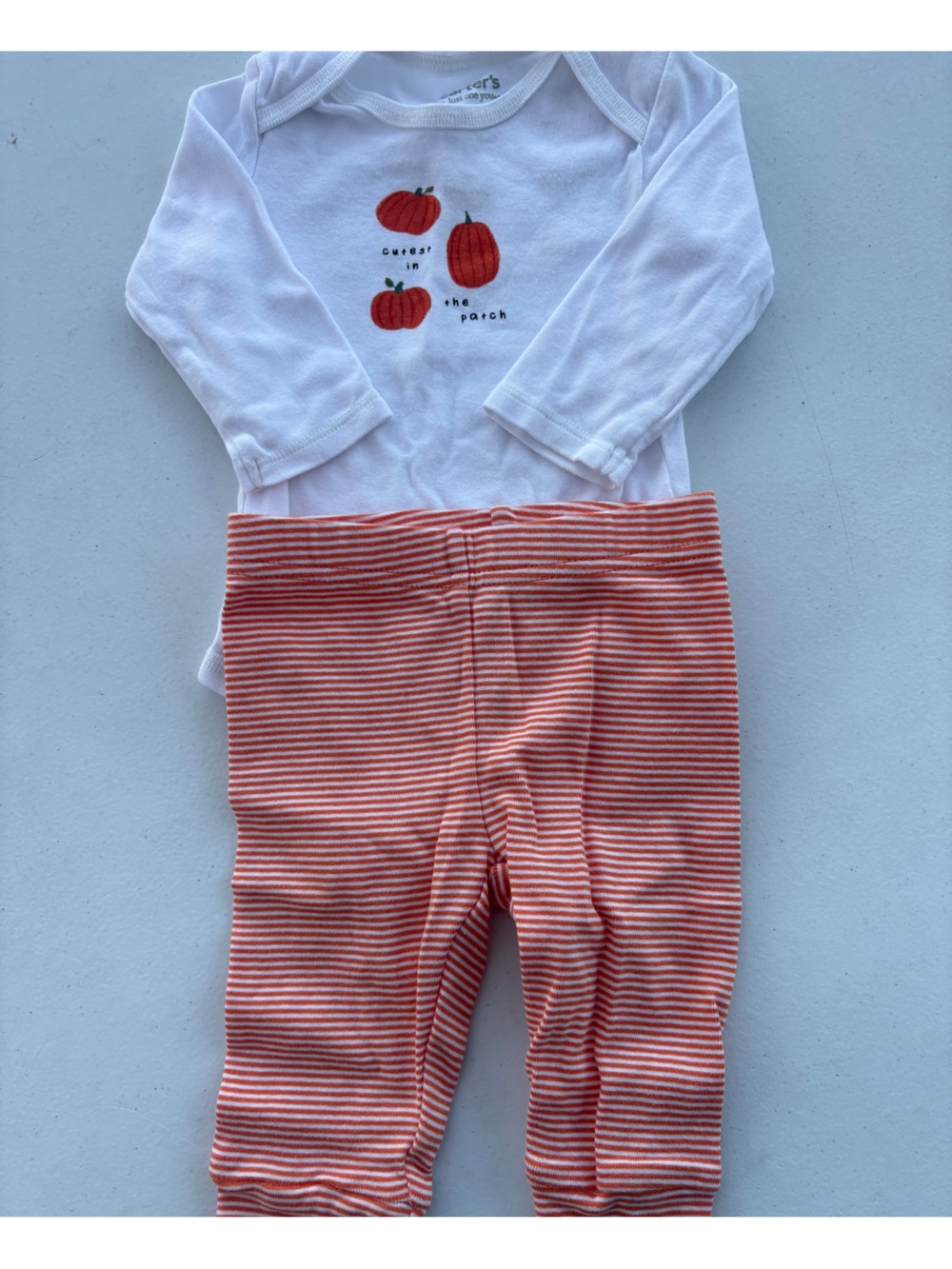 Carter's White and Orange Pumpkin Matching Set